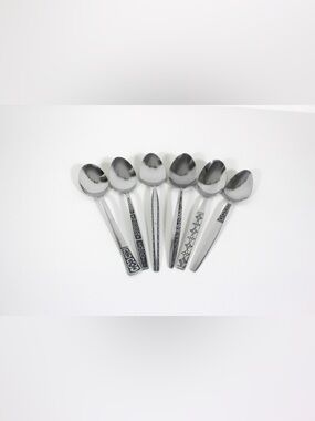 Curated Set of 6 Mid Century Modern Stainless Steel Soup or Table Spoons